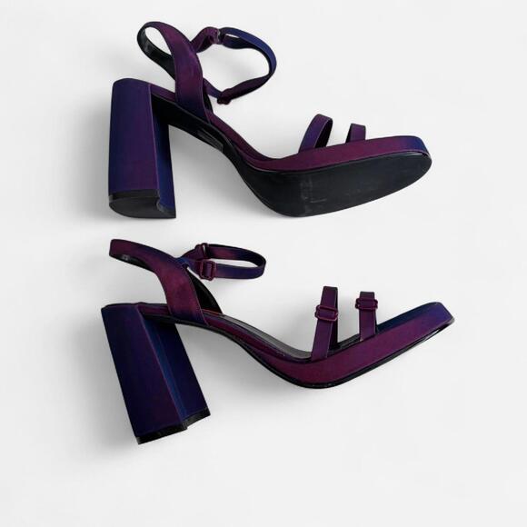 Purple Y2K/90s Iridescent Satin Chunky Heels - Picture 6 of 6